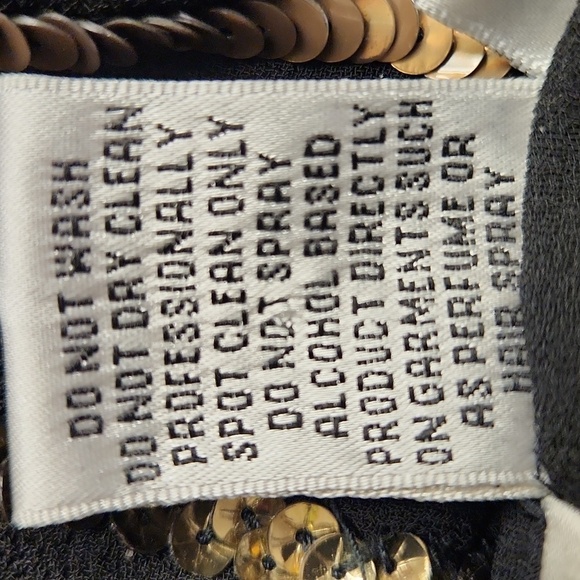 SCALA Vintage Black Metallic Gold Silver Copper Sequins Tunic Mini Dress Size 0 - Picture 13 of 15